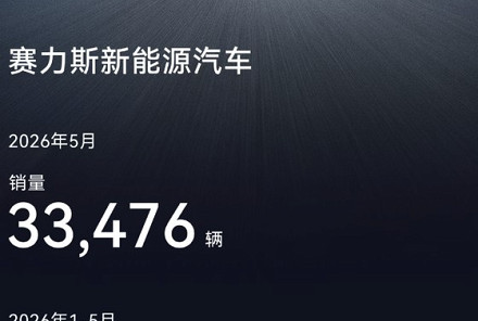 赛力斯新能源车型5月销量33476辆 1-5月累计销量145108辆
